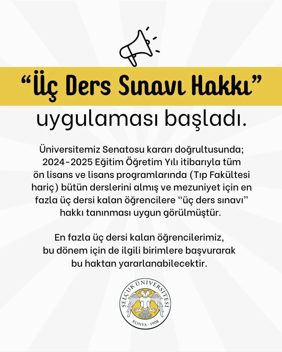 Üç Ders Sınav Duyurusu